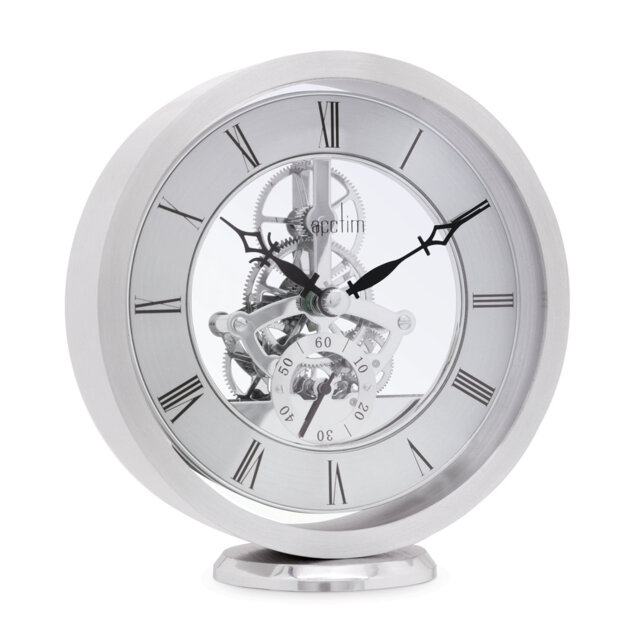 Acctim Millenden Mantel Clock Quartz Polished Metal Floating Effect Glass Front