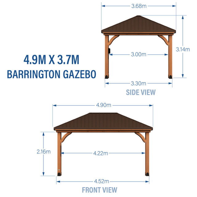 Backyard Discovery Barrington Cedar Patio Gazebo 4.8m x 3.6m (16ft x 12ft)
