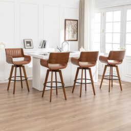 Modern Faux Leather Upholstered Swivel Stools (Set of 4)