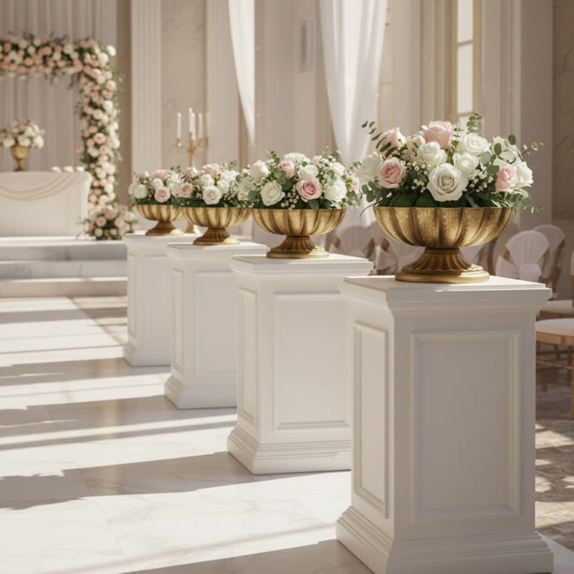 "4-Piece Distressed Gold Metal Compote Vase Set - 7""W×3.94""H - Vintage Wedding Centerpiece Urn"