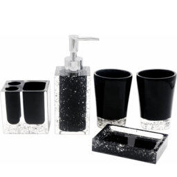 5-Piece Resin Bathroom Kit: Soap Dish, Dispenser, Toothbrush Holder, Tumbler