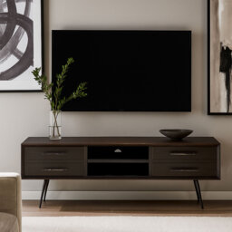 Mobile TV Henn&Hart Hanson – Nero Con Finitura Legno – Per TV Fino A 75 Pollici – 4 Ante E Ripiani Interni
