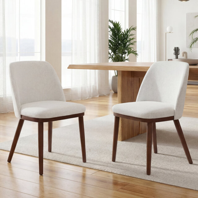 48cm H Fabric Upholstered Dining Chair Solid Wood Side Chair