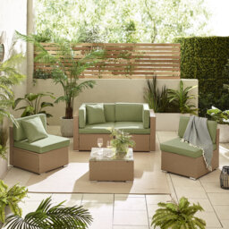 Miacomet Modular PE Rattan Garden Sofa Set and Table for Modern Gardens and Patios (Cover Included)