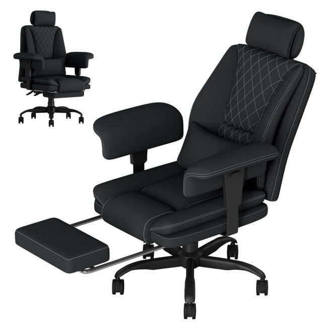 Submi Heavy Duty Office Chair 200KG, Big and Tall Desk Chair, Executive Ergonomic Office Chair with Footrest & Lumbar Support, High Back Computer Gami