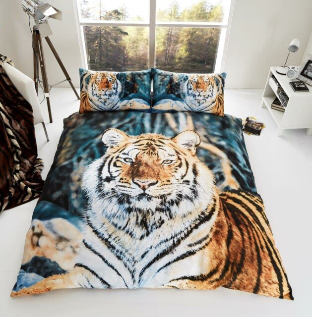Tiger 3D Wildlife Duvet Cover Set with Pillowcases Included