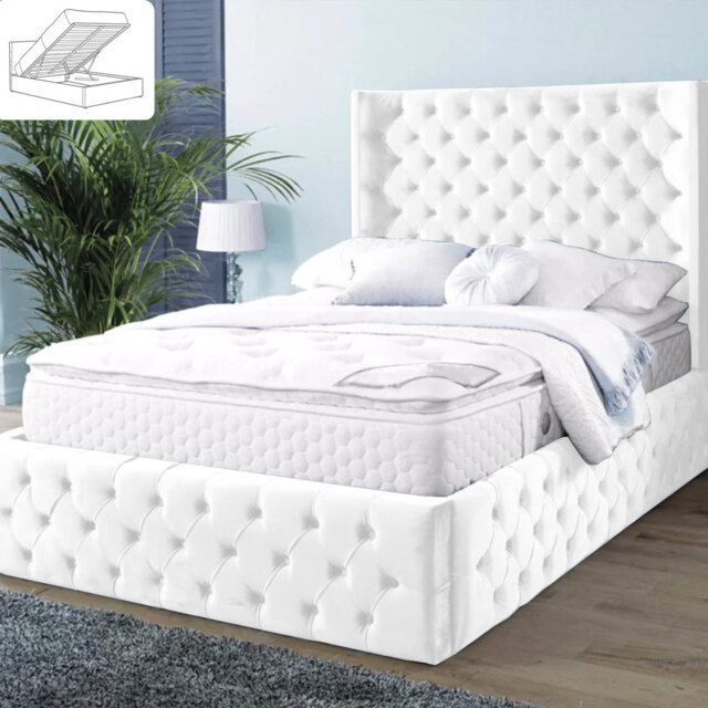 Demars Chesterfield Ottoman Storage Bed - Button-Tufted Velvet Upholstered Bed Frame