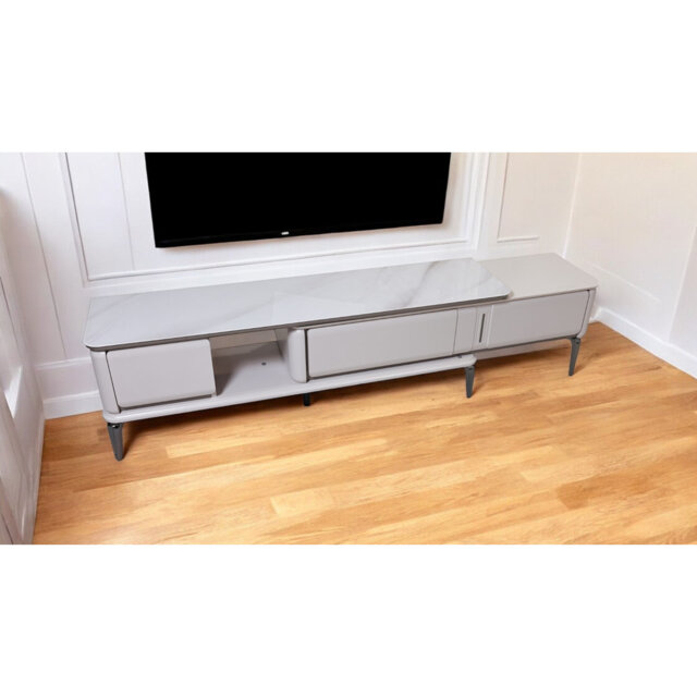 TV Stand 156cm I Luxury White Modern High Gloss TV Stand Chrome 3 Drawer