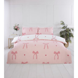 Printed Bows Polyester Floral Duvet Cover Set