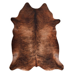 Artificial cowhide and brown leather rug