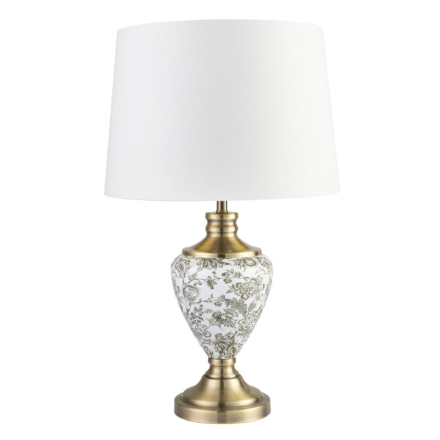 Wadhurst 57cm Toile de Jouy Vintage Style Metal Table Lamp