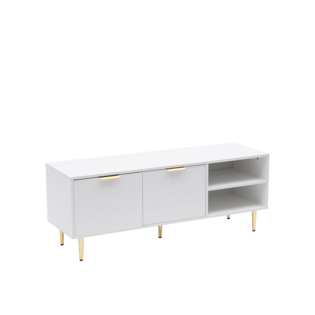 "Modern TV Stand Cabinet with Ribbed Fluted Doors with legs for up to 60"" TV's"