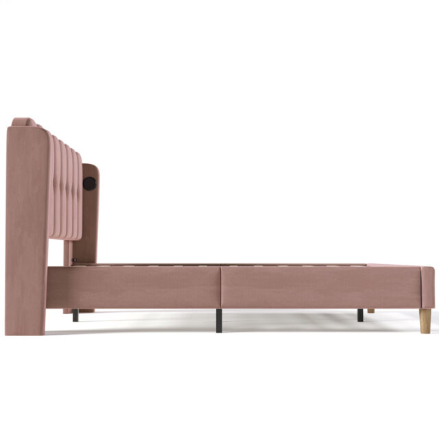 Upholstered Bed With Usb Linen