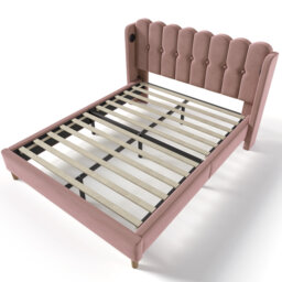 Upholstered Bed With Usb Linen