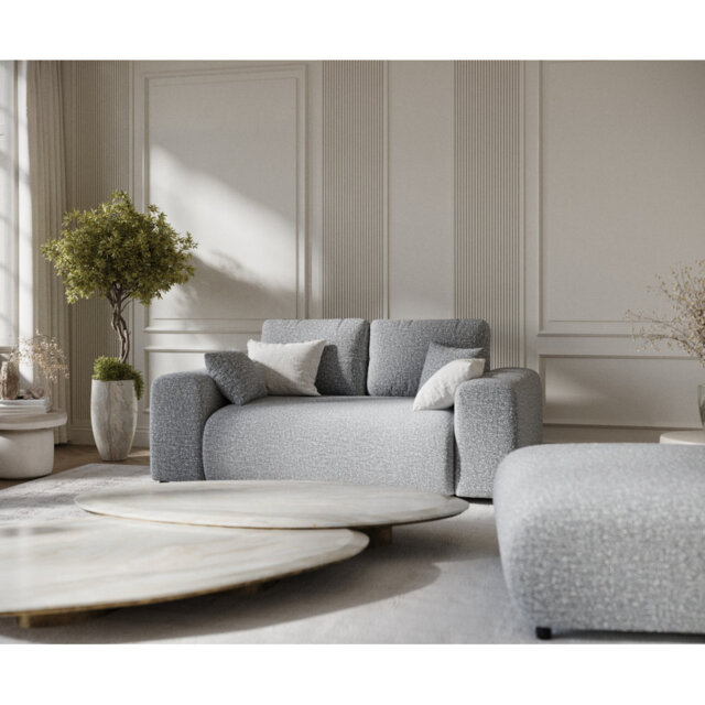 Two-seater square arms loveseat sofa