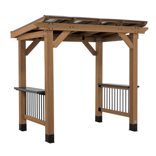 Backyard Discovery Saxony Grill/BBQ Gazebo Solid 100% Cedar Wood for Patio and Gardens - 2.3m x 1.6m