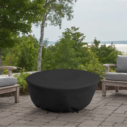 Heavy-Duty Outdoor Round Fire Pit Cover, Patio Durable & UV Resistant Waterproof Fire Table Cover