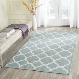 Triplett Handmade Flatweave Wool/Silk Blue/Ivory Rug