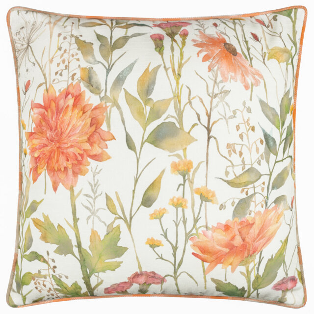 Delamere Indoor / Outdoor Floral Orange Square Cushion