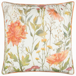 Delamere Indoor / Outdoor Floral Orange Square Cushion