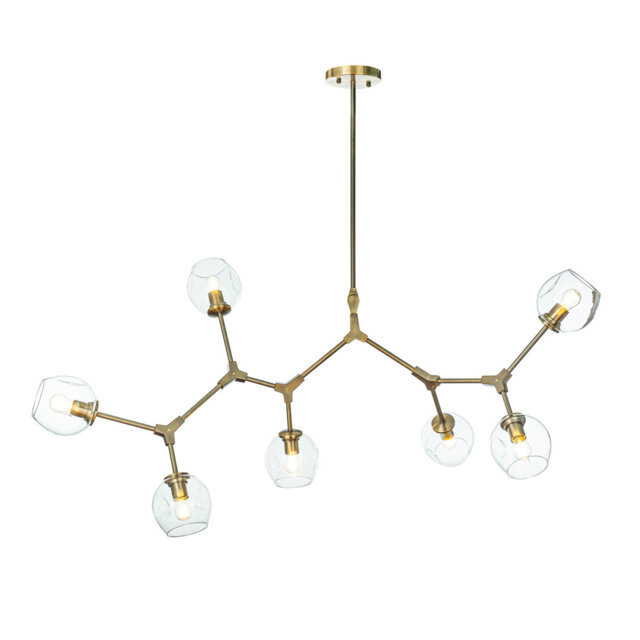 Andea 7-Lights Sputnik Modern Linear Bubble DIY Chandelier With Clear Glass Shade