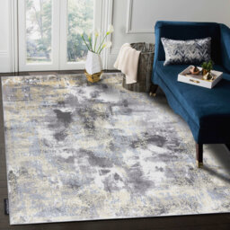 Modern de Luxe rug for the living room, bedroom or vintage ornament - textured cream / gold