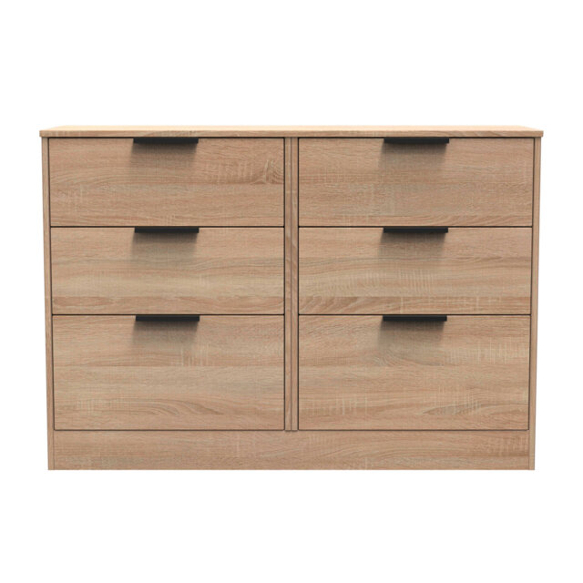 Charay 6 Drawer Wide Chest in Bardolino Oak (Ready Assembled)