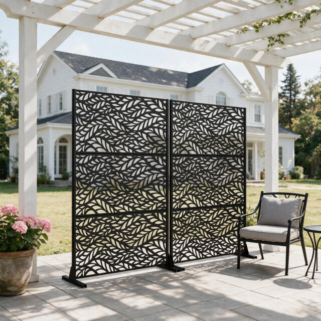 183cm H Freestanding Metal Room Divider Decorative Privacy Screen Garden Lattice Panel Trellis for Patio, Balcony, Backyard, Pool, Indoor Room