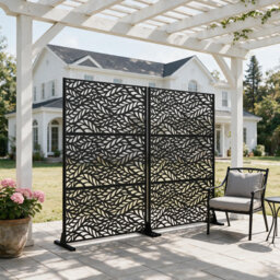 183cm H Freestanding Metal Room Divider Decorative Privacy Screen Garden Lattice Panel Trellis for Patio, Balcony, Backyard, Pool, Indoor Room