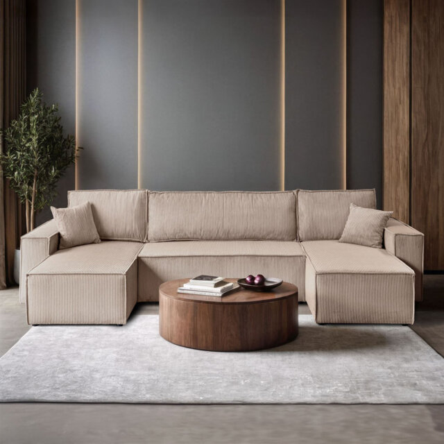 Alpcan 6 Seater Corduroy Corner Sofa