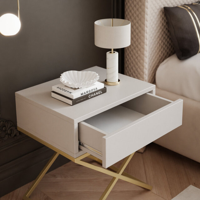 KSENO bedside table on a metal frame