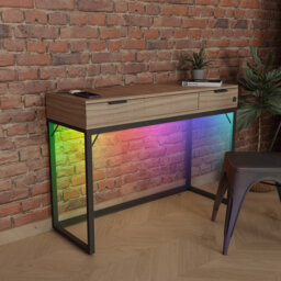 XR Living Denver Dressing Table With Mirror, Wireless Charging and App Control Lights - Oak / Black