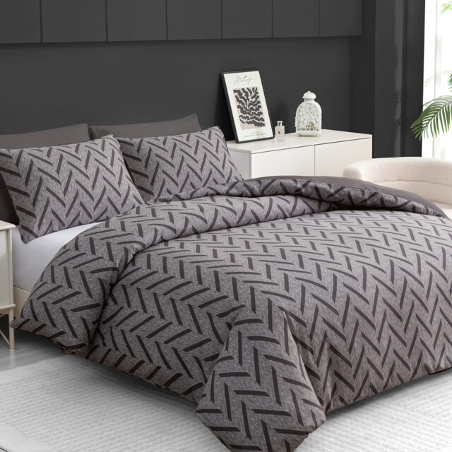 Premium Reversible Duvet Cover Set with Zipper Closure and Corner Ties