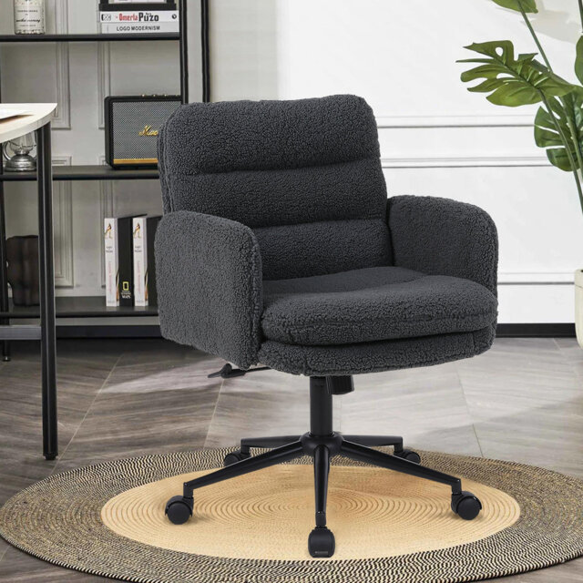 Bearett Upholstered Office Chair Desk Chair Home Office Task Chair With Armrest