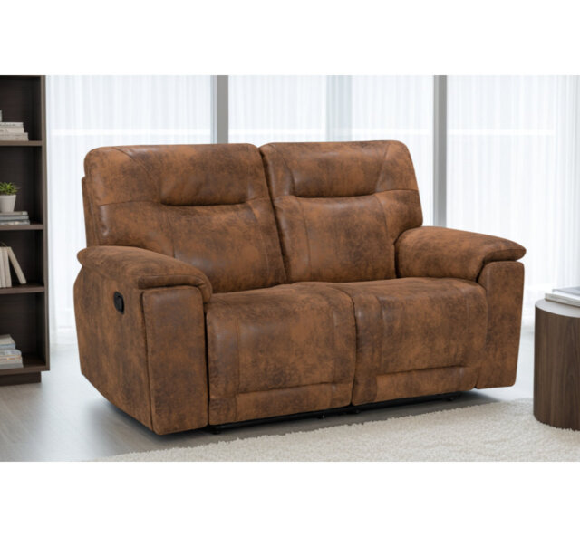 Faux Leather Suede Manual Recliner Sofa