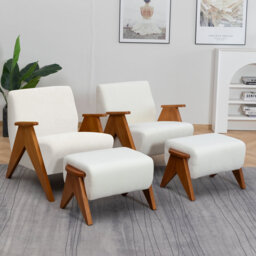 Upholstered Armchair with Footstool