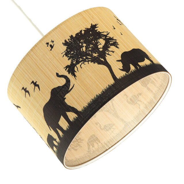 20cm H Bamboo Drum Lamp Shade ( No Direct Attachment Method ) in Black