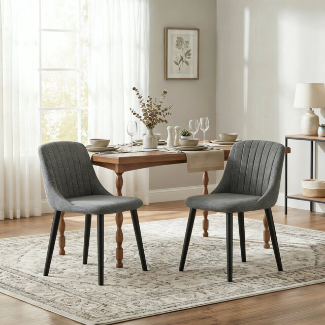 48.5cm H Upholstered Dining Chairs With Wooden Legs