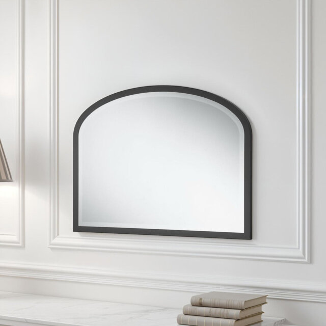 Eternity Curved Arch Mantle Mirror Black Bevelled
