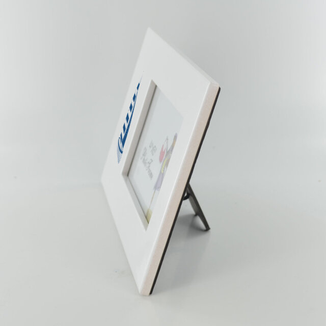 Bevelled Ceramic Single Picture Frame in White/Blue
