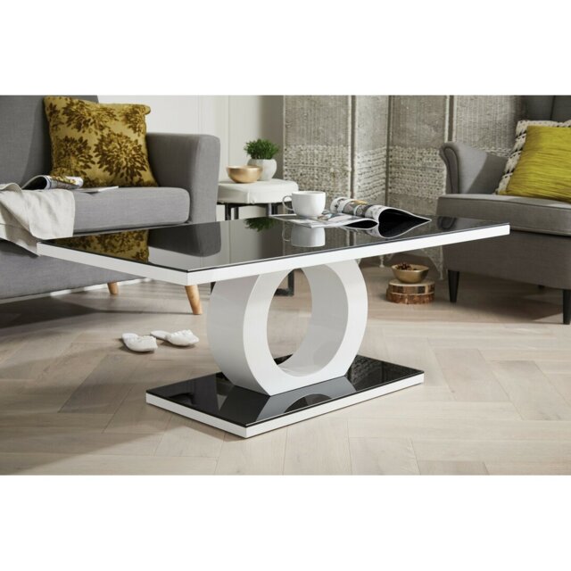 Scottsmoor Unique Halo High Gloss Coffee Table - Modern Design Living Room Table