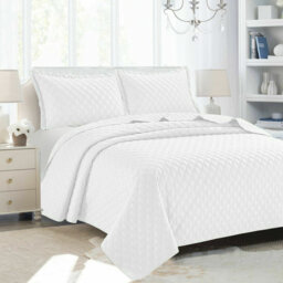 Polyester Solid Colour Bedspread with Pillow Shams Included