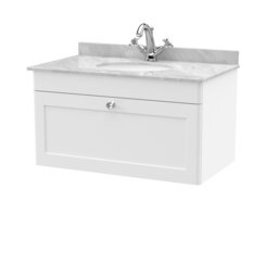 Classique 820mm Wall Mounted Single Bathroom Vanity with Marble Vanity Top