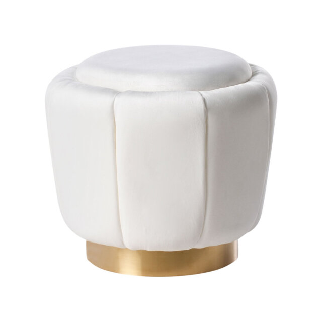 Pouffe Velvet White 43 cm 43 cm 37 cm