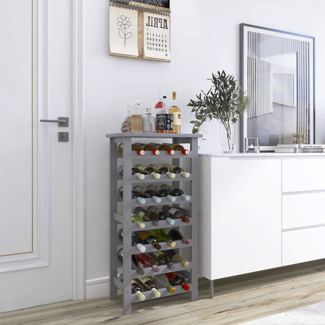 Coltan 28 Bottle Solid Wood Floor Wine Bottle Rack
