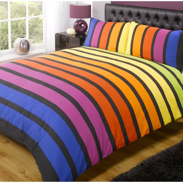 Striped Duvet Cover with Pillowcases Included