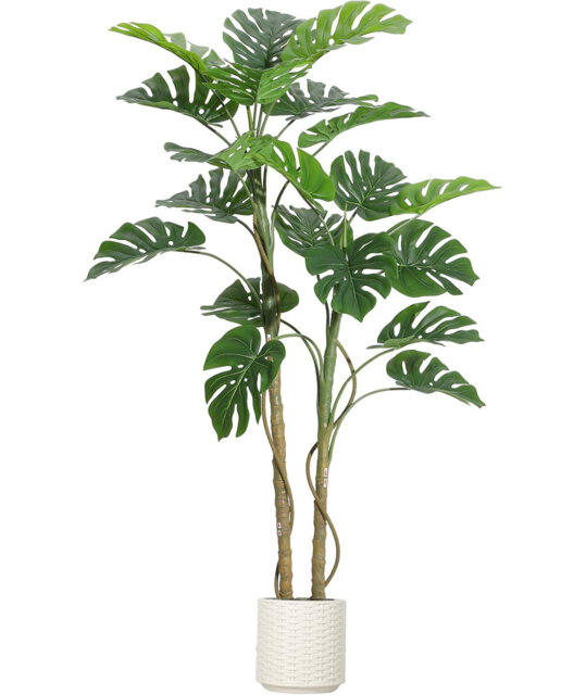 6FT Artificial Monstera Plant - Realistic Fake Tropical Tree with Adjustable Leaves - Large Faux Monstera Deliciosa Plant for Home Decor, Office, Livi