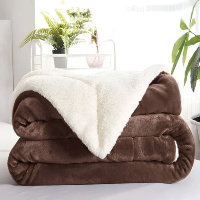 Kaylie Soft Sherpa Fleece Fur Thick Dual Sided Reversible Blanket Throw