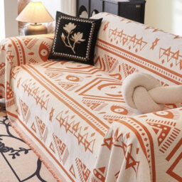 Boho Chenille Sofa Cover For Sofa, Star Orange, 180 X 260Cm