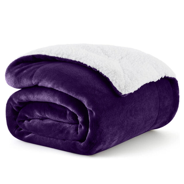 Sanborn Soft Reversible Sherpa Fleece Fur Thick Blanket Throw